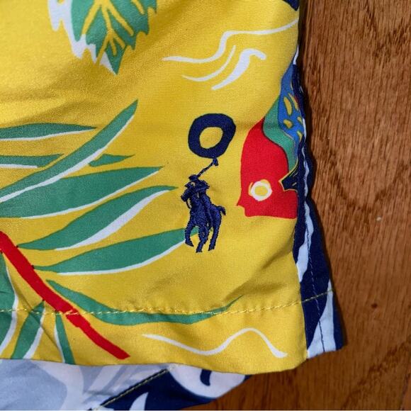 Polo Ralph Lauren Big Boys 5.75” Hawaiian Bear Color Block Swim Trunk XL (18) - Picture 6 of 14